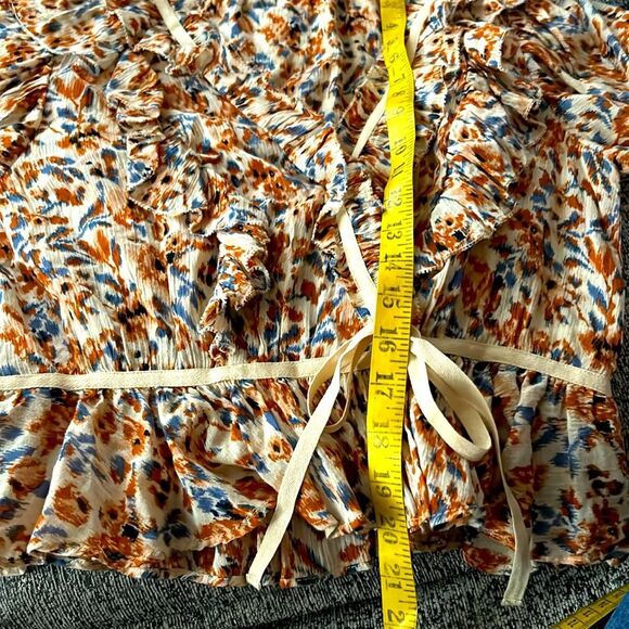 Ulla Johnson Floral Ruffle Blouse - Orange and Blue - Picture 7 of 9